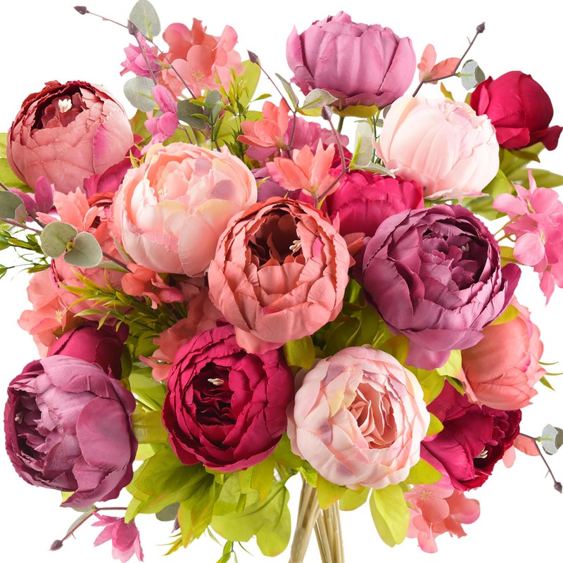 FiveSeasonStuff Vintage Artificial Peonies Silk Flowers and Hydrangeas for Wedding Bridal Home DÃ©cor â€“ Beautiful Floral Centerpiece Arrangement Decoration with 2 Bouquets (Cheerful Medley) - Image 1
